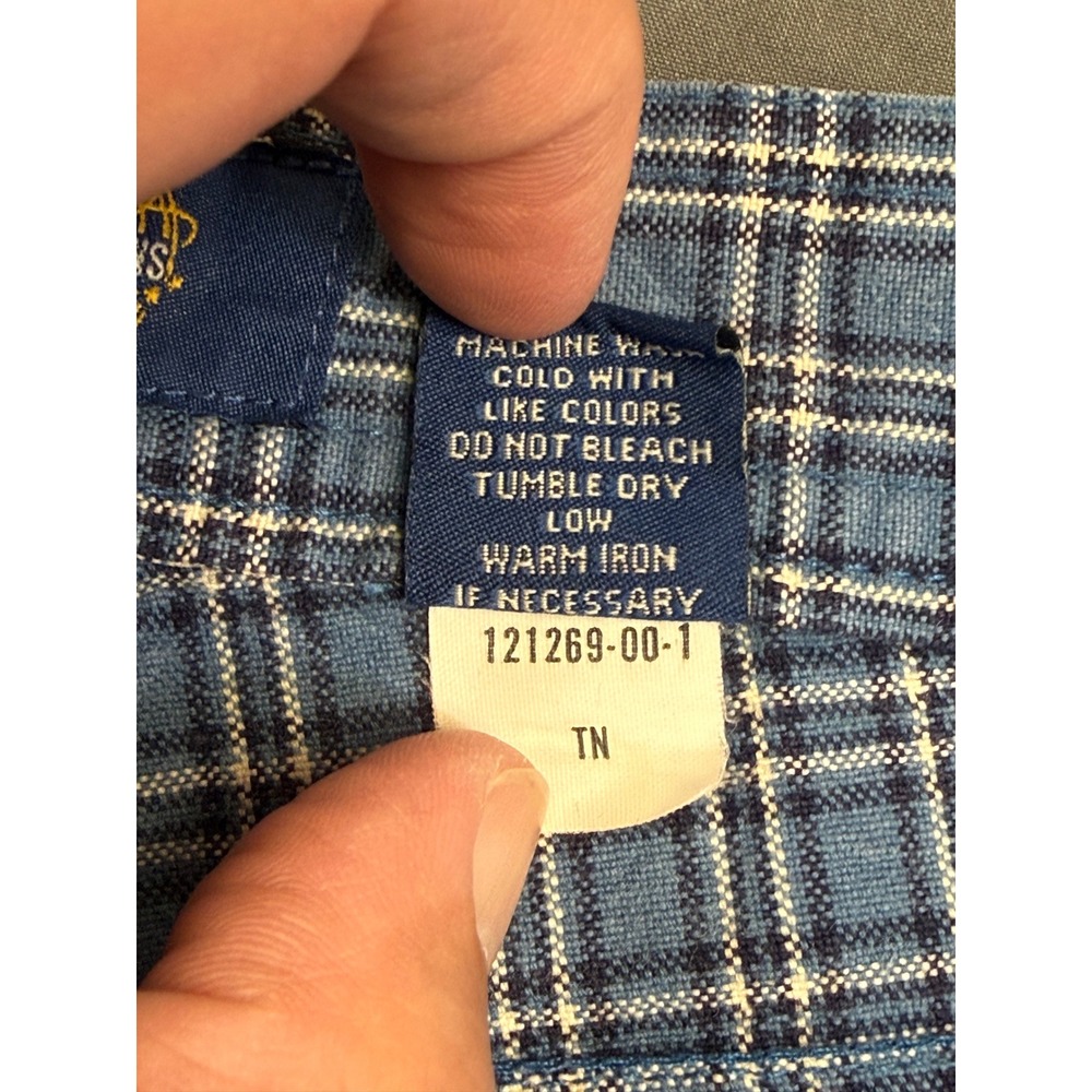 Vintage Gap Blue Jeans Womens 4 Blue Plaid Straight Leg Cotton Trousers 90's - Picture 6 of 11